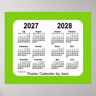 Poster Calendrier de l'école verte jaune 2027-2028 par Ja
