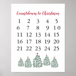 Poster Calendrier de Noël Compte à rebours avant Noël