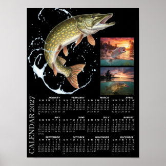 Poster Calendrier de photos de pêche 2027, Pêche sportive