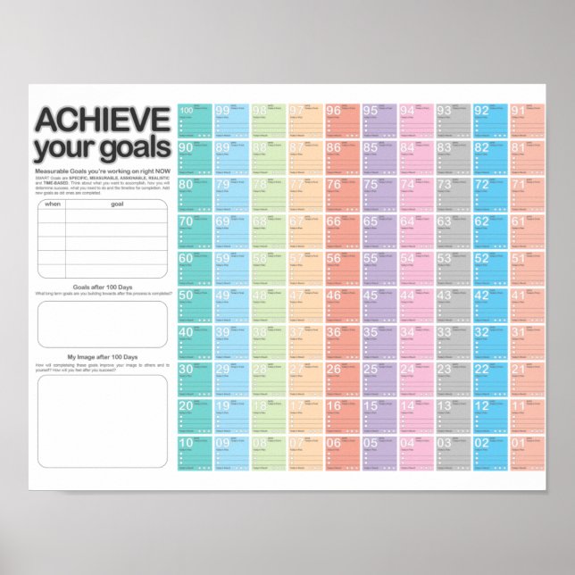 Poster Calendrier de planification de 100 jours Jour J (Devant)