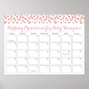 Poster Calendrier de Prédiction d'Anniversaire Baby Showe