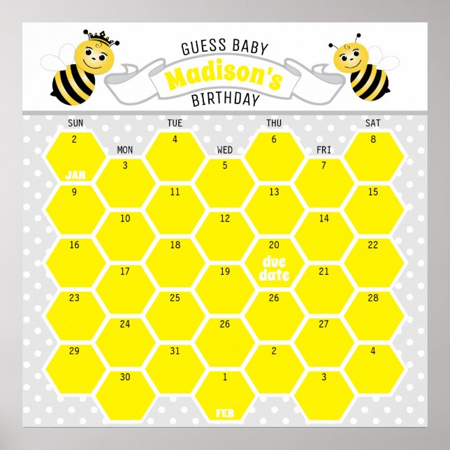 Poster Calendrier de prédiction d'anniversaire Bumble Bee (Devant)
