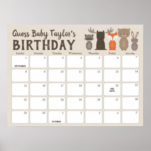Poster Calendrier de prédiction d'anniversaire pour Baby 