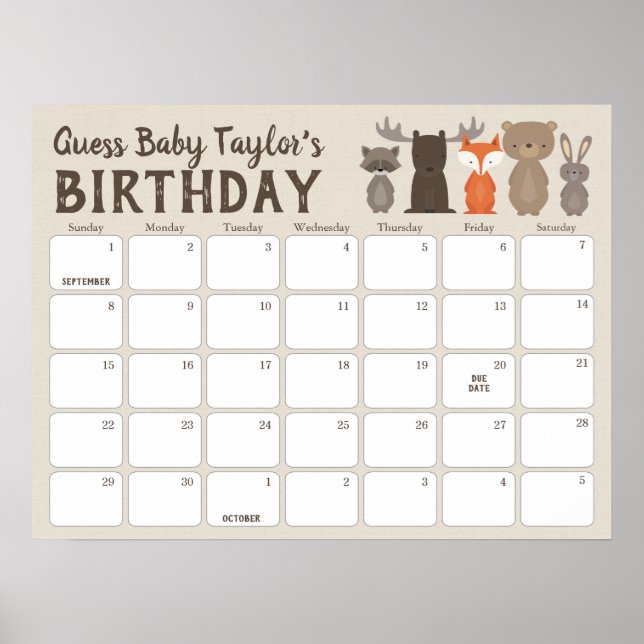 Poster Calendrier de Prédiction d'Anniversaire pour Baby  (Devant)
