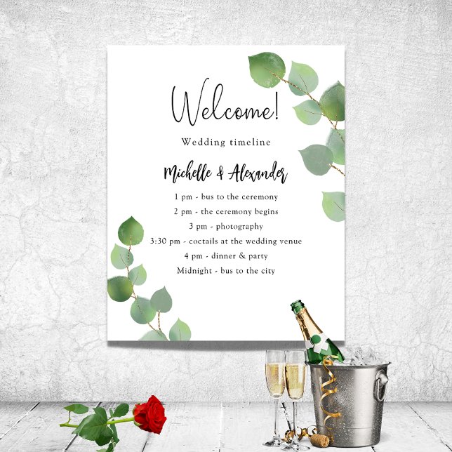 Poster Calendrier de programme de mariage à la verdure d' (Créateur téléchargé)