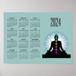 Poster Calendrier de Sept Chakras Yoga Design 2024