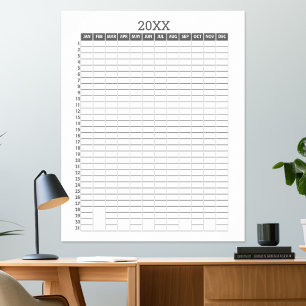 Poster Calendrier de vue annuelle -- Planificateur d'obje