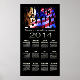 Poster Calendrier découpé de Barack Obama 2014 | noir