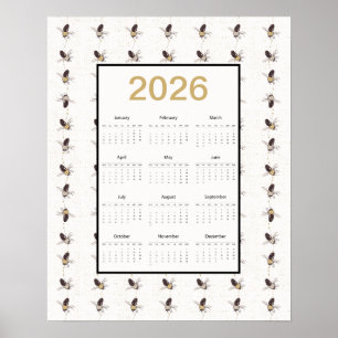 Poster Calendrier des abeilles 2026 pour toute l'année