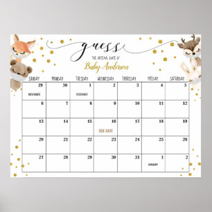 Poster Calendrier des dates d'échéance des devis de Baby