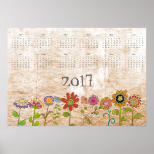 Poster Calendrier des fleurs 2017