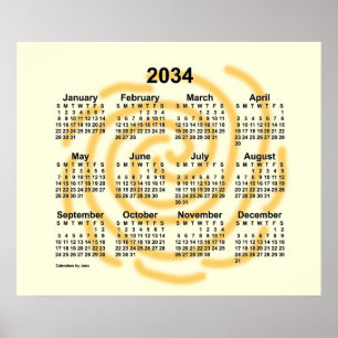 Poster Calendrier des journées ensoleillées 2034 par Post