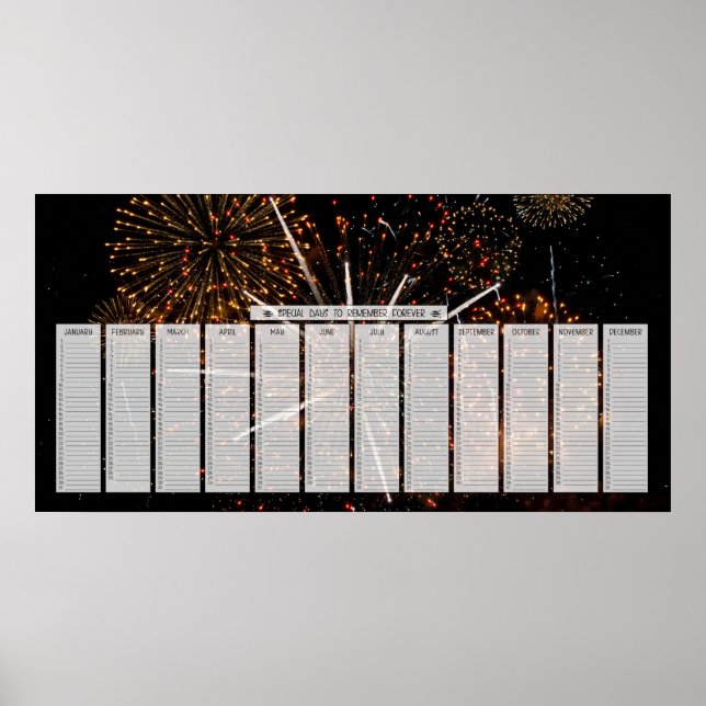 Poster Calendrier des jours spéciaux à retenir avec feux  (Devant)