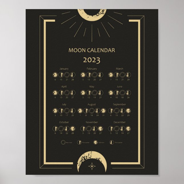 Poster Calendrier des phases de la lune Cycle Lunaire 202 (Devant)