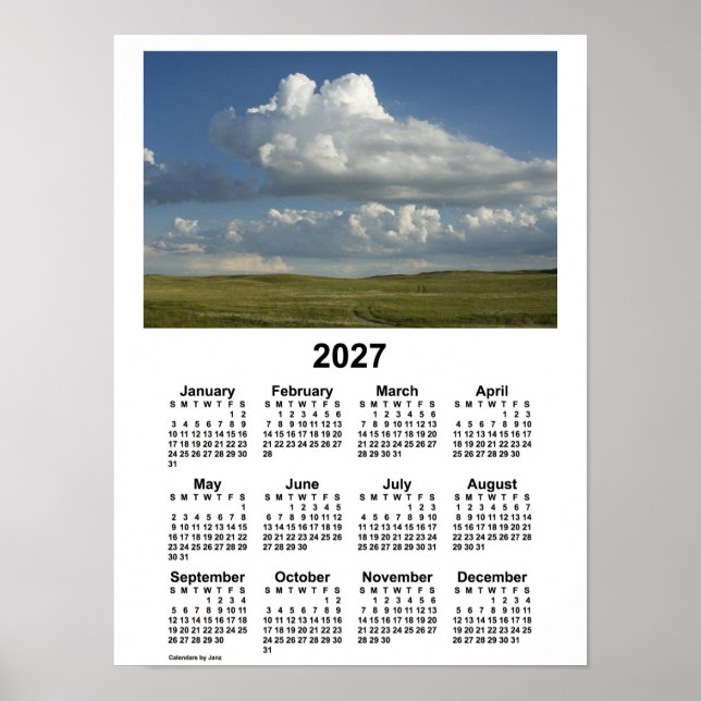 Poster Calendrier des Sandhills du Nebraska 2027 par Janz (Devant)
