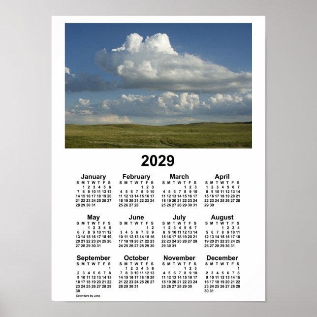 Poster Calendrier des Sandhills du Nebraska 2029 par Janz (Devant)