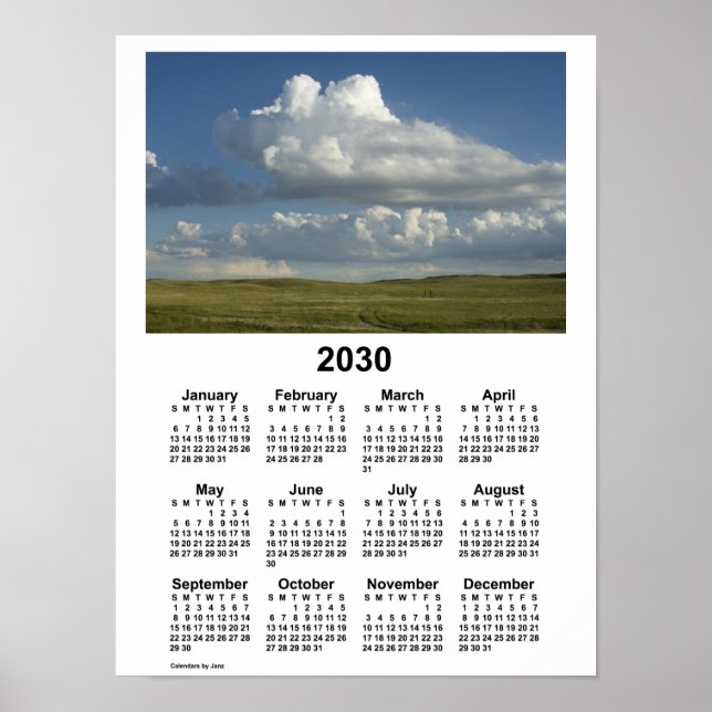 Poster Calendrier des Sandhills du Nebraska 2030 par Janz (Devant)