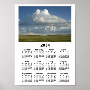 Poster Calendrier des Sandhills du Nebraska 2034 par Janz