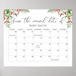 Poster Calendrier devinez la date prévue à feuilles persi