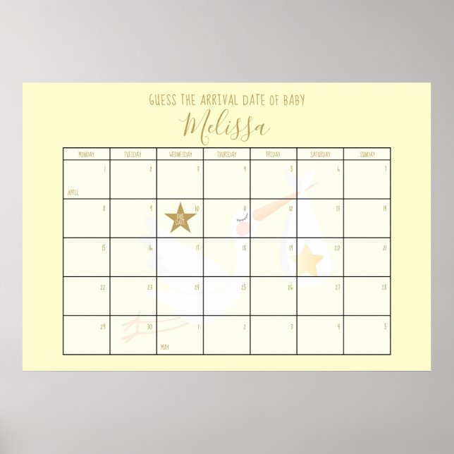 Poster Calendrier Devinez la Date Prévue Crème Jeu de Bab (Devant)