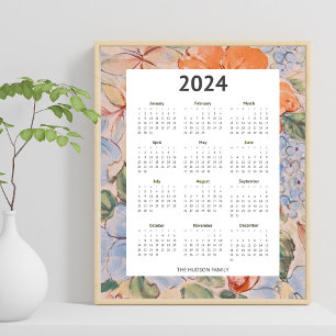 Poster Calendrier d'illustration florale 2024