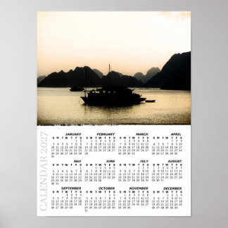 Poster Calendrier du coucher de soleil 2027, Baie d'Halon