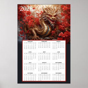 Poster Calendrier du Dragon Doré 2026 – Feu d'Automne