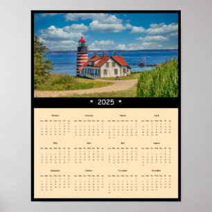 Poster Calendrier du mur du phare de Quoddy Head Ouest 20