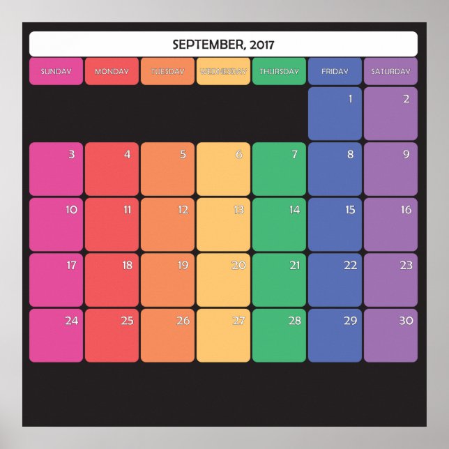 Poster Calendrier du planificateur septembre 2017 (Devant)