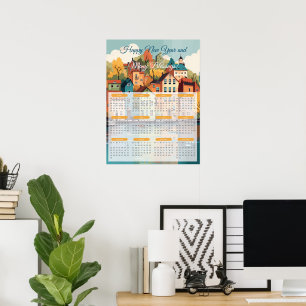 Poster Calendrier du village charmant 2024