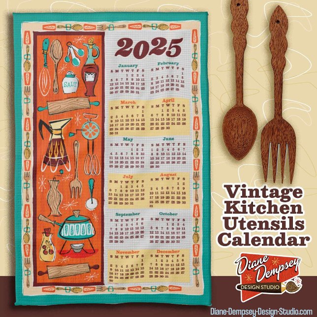 Poster Calendrier d'ustensiles de cuisine vintage (Créateur téléchargé)