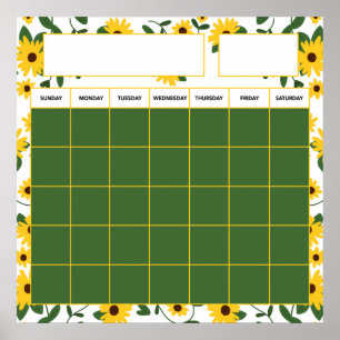 Poster Calendrier Enseignant Classique Patch de Tournesol