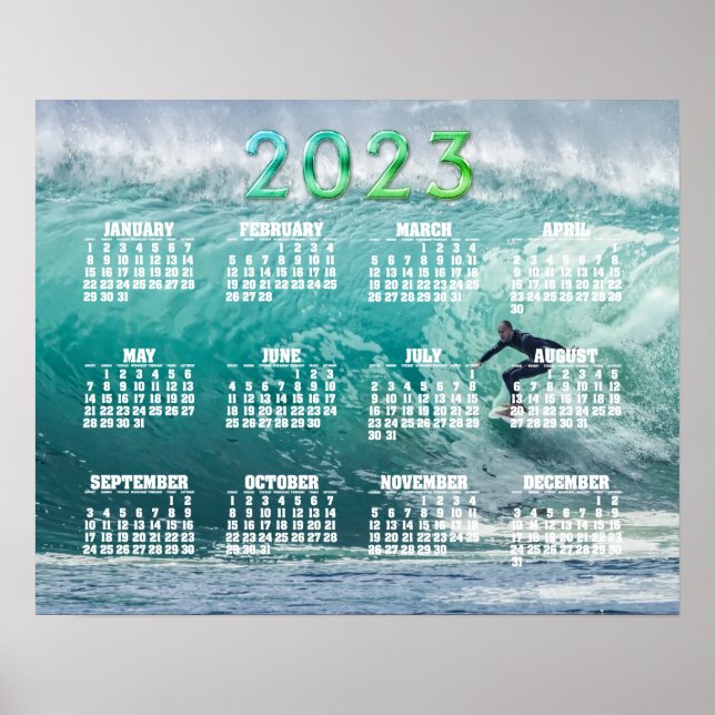 Poster Calendrier Epic Surfing Wave 2023 (Devant)