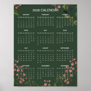 Poster Calendrier floral simple mais élégant 2026