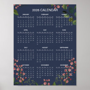 Poster Calendrier floral simple mais élégant 2026   