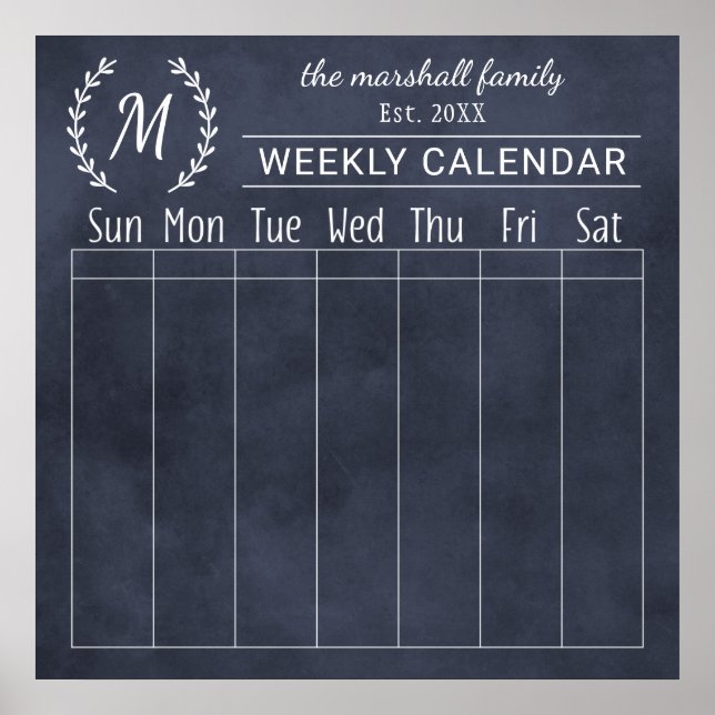 Poster Calendrier hebdomadaire des monographies de famill (Devant)