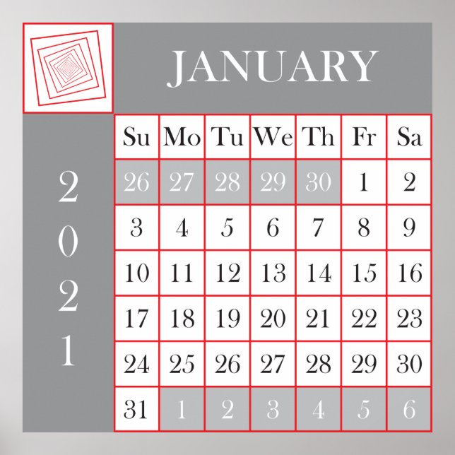 Poster calendrier janvier 2021 (Devant)