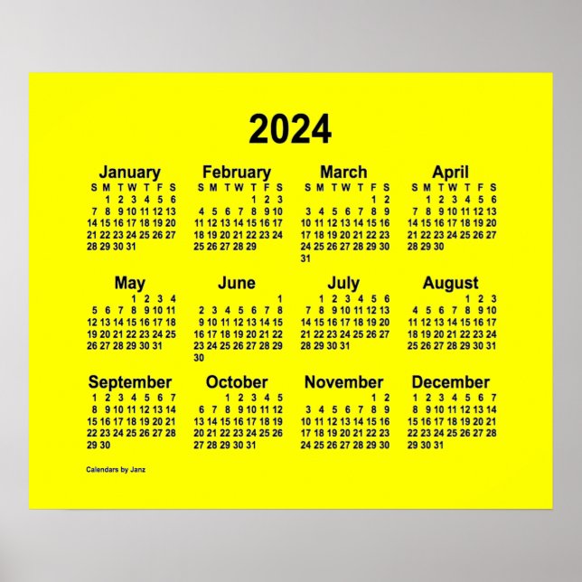 Poster Calendrier jaune 2024 par Janz Print (Devant)