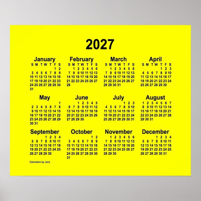Poster Calendrier Jaune 2027 par Janz Print (Devant)