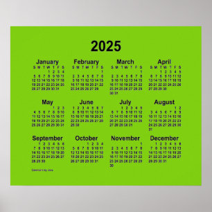 Poster Calendrier jaune vert 2025 par Janz Print