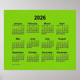 Poster Calendrier Jaune Vert 2026 par Janz Print