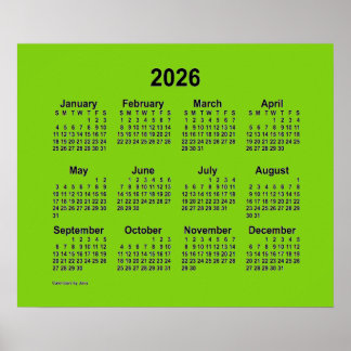 Poster Calendrier jaune vert 2026 par Janz Print