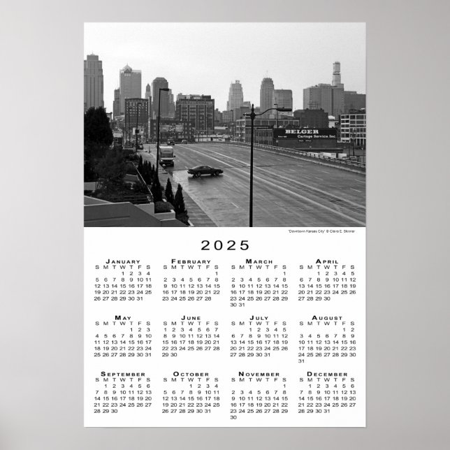 Poster Calendrier Kansas City, Missouri Skyline 2025 (Devant)