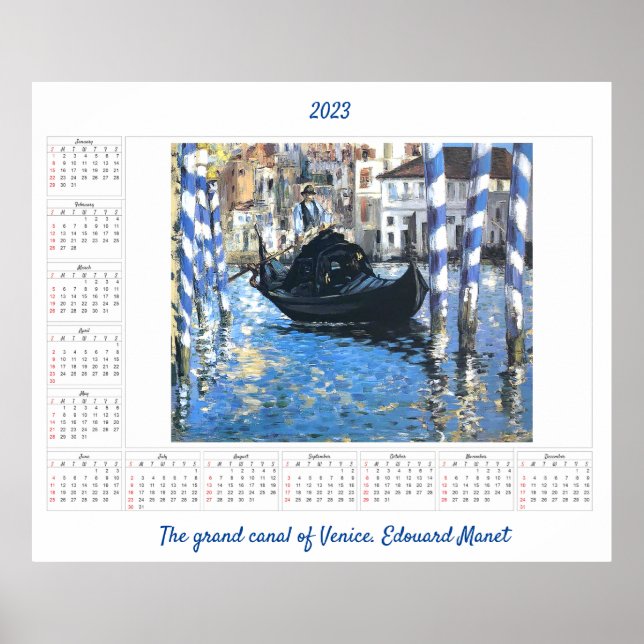 Poster Calendrier Le grand canal de Venise Edouard Manet (Devant)