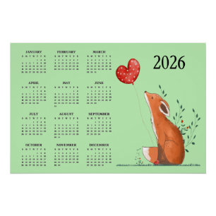 Poster Calendrier Little Fox Design 2026 