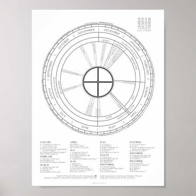 Poster Calendrier liturgique 2018-2019 Couleur de l'année (Devant)