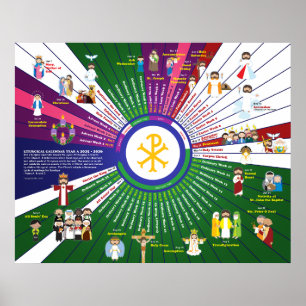 Poster Calendrier Liturgique des Saints Joyeux 2026 Année