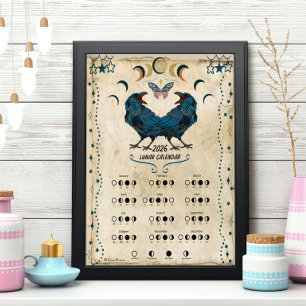 Poster CALENDRIER LUNAIRE 2026,  Lune du Corbeau, Lune de