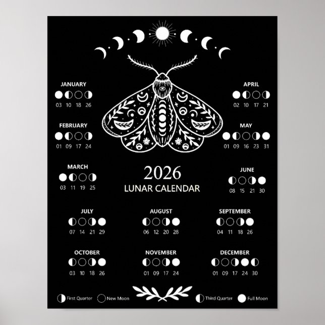 Poster Calendrier Lunaire de la Lune Céleste du Papillon  (Devant)