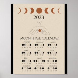 Poster Calendrier lunaire moderne 2023 Phases de lune Pos